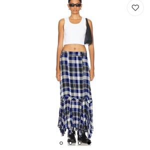 Free People Bordeaux plaid maxi skirt navy plaid combo